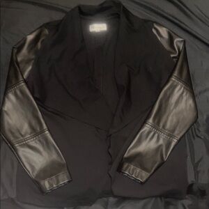 Rafaella Black Blazer with Leather Sleeves